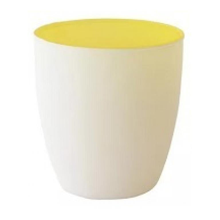 PORTACANDELE VETRO SATIN.POPPIE x6pz (1 pz) COD.168266 DUNI 90X85mm BIANCO/GIALLO